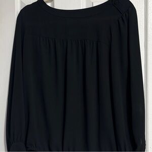 LOFT Black Blouse with Button Detail